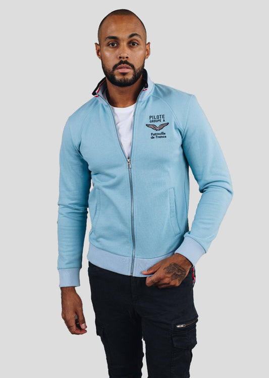 Sweatshirt zippé en molleton bleu ciel ACTIVE FRENCH