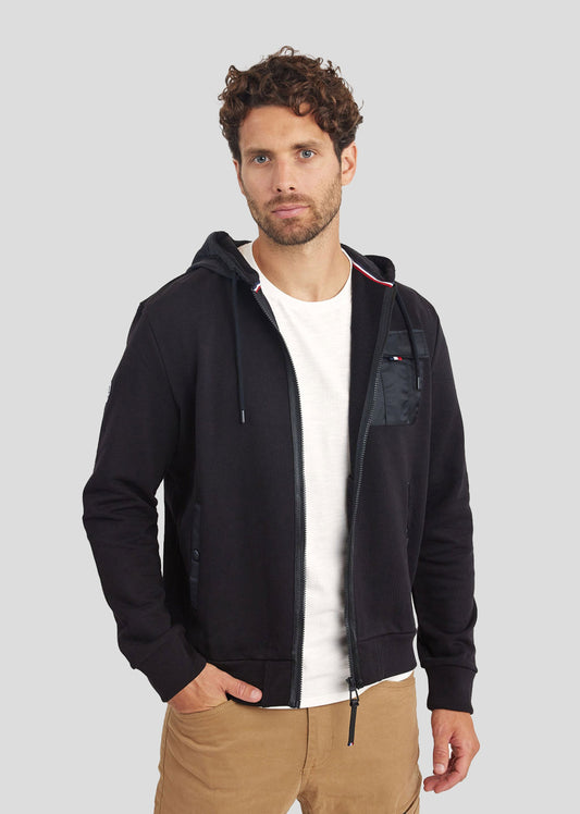 Sweatshirt zippé noir OFFICIER FRENCH