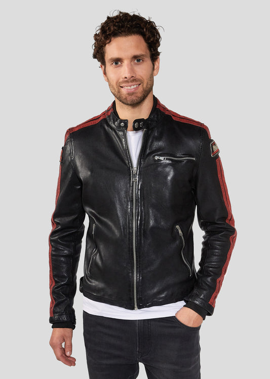 Veste en cuir rouge / noires DEEGAN BARCELONA
