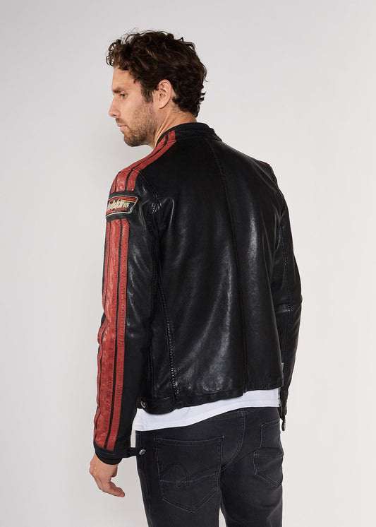 Veste en cuir rouge / noires DEEGAN BARCELONA