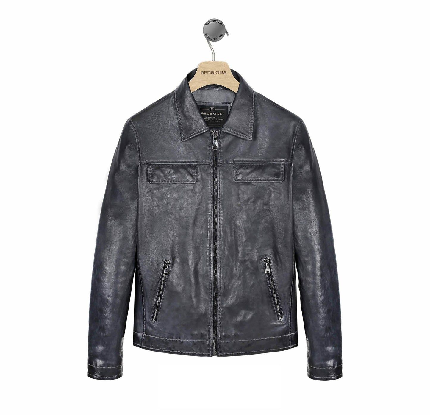 Blouson en cuir bleu marine TRAVEL ALMA