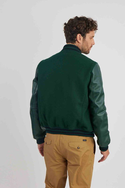 Blouson en Cuir vert / vert OXFORD HATCH