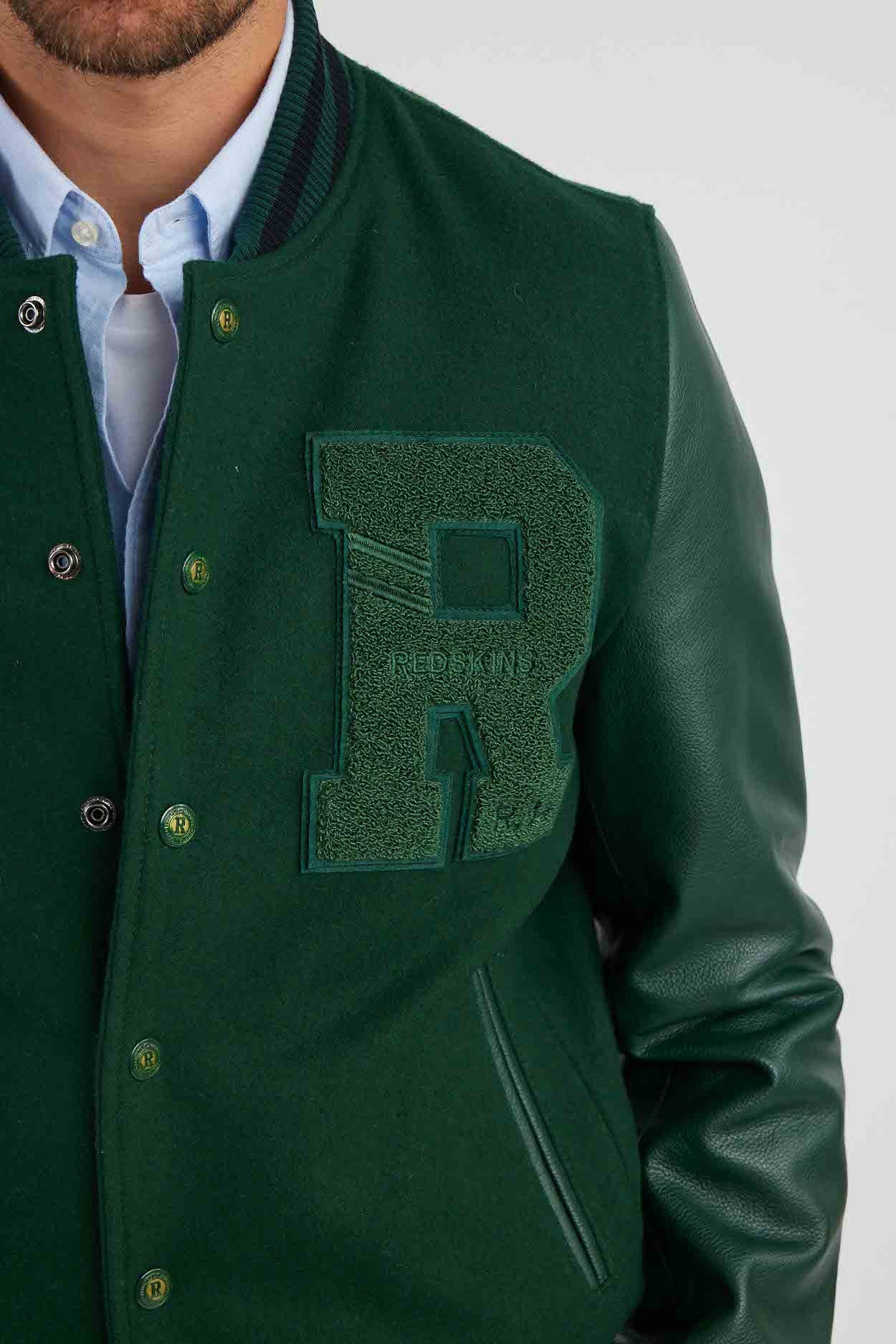 Blouson en Cuir vert / vert OXFORD HATCH