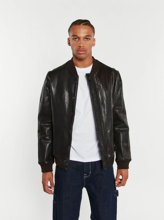 Blouson En Cuir marron JACK TIMED