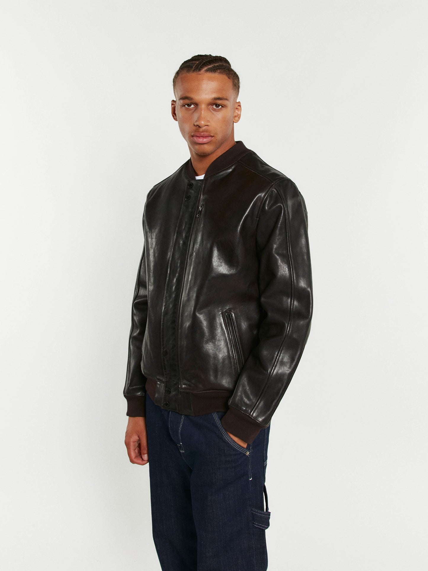Blouson En Cuir marron JACK TIMED