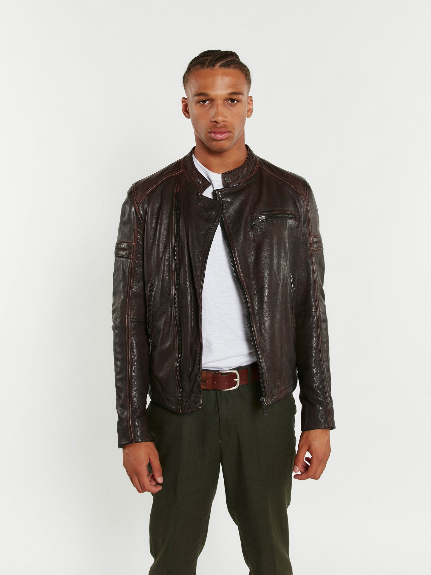 Blouson En Cuir marron MASTER STARK