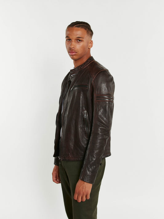 Blouson En Cuir marron MASTER STARK