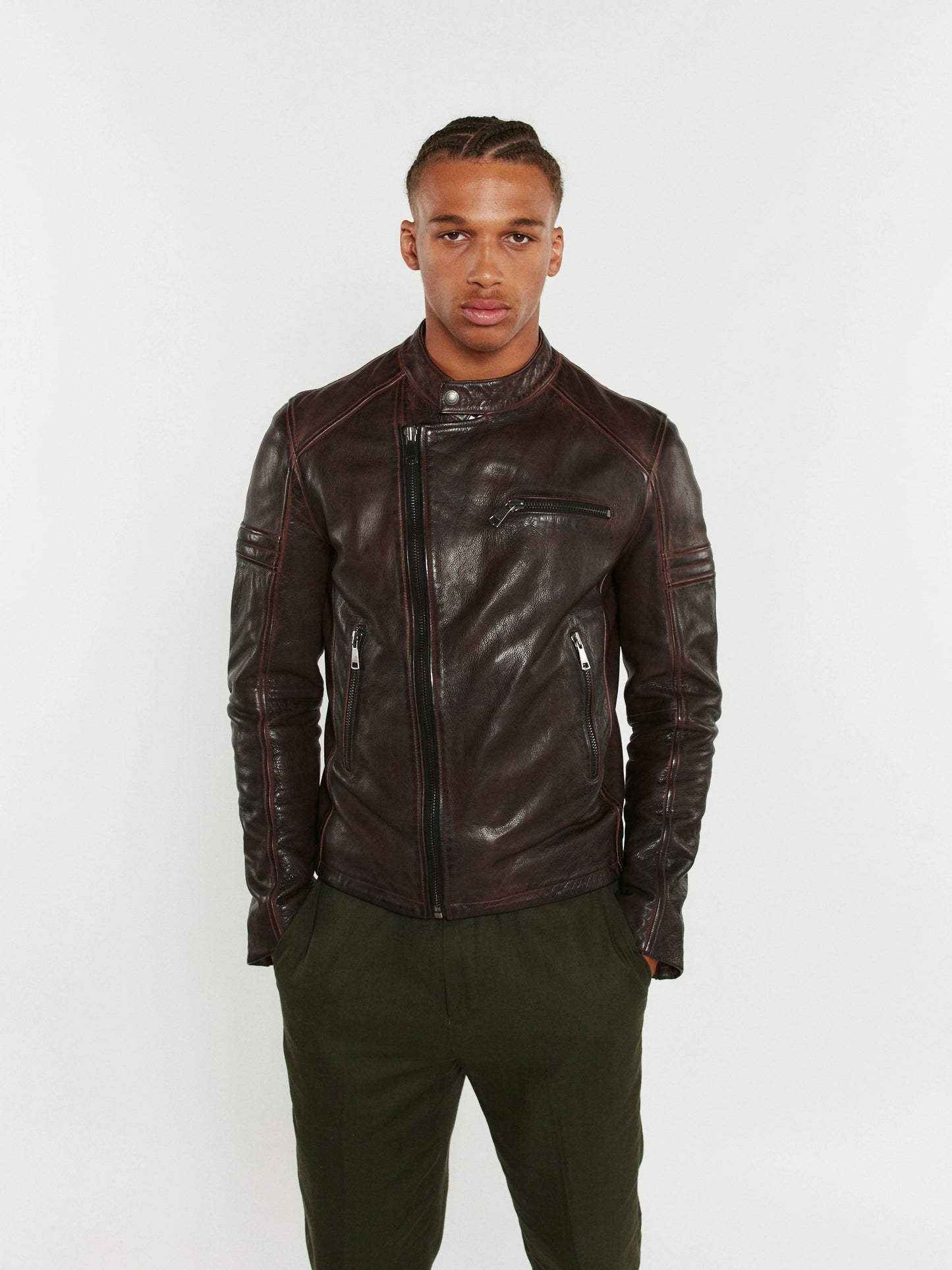 Blouson En Cuir marron MASTER STARK
