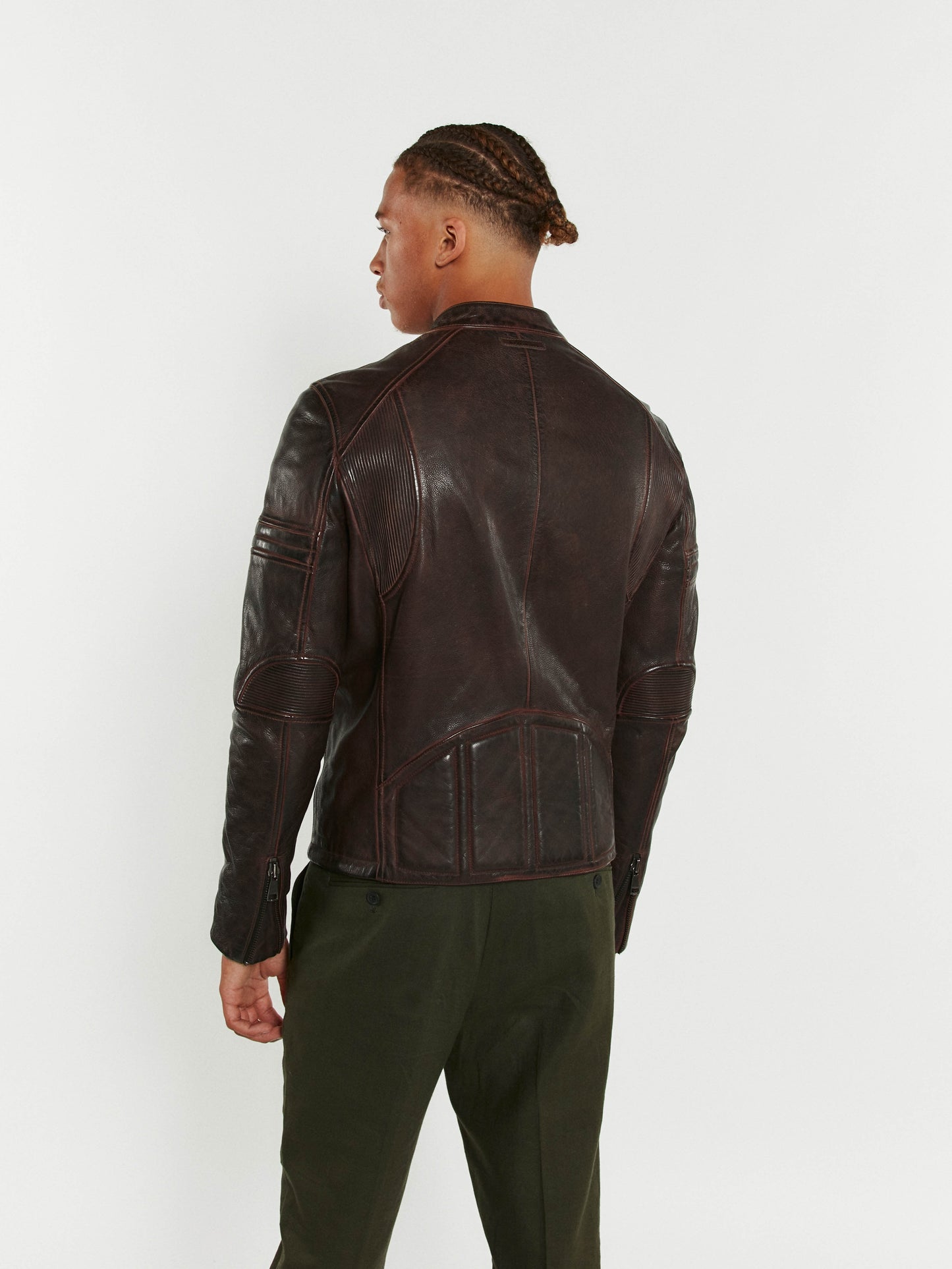 Blouson En Cuir marron MASTER STARK