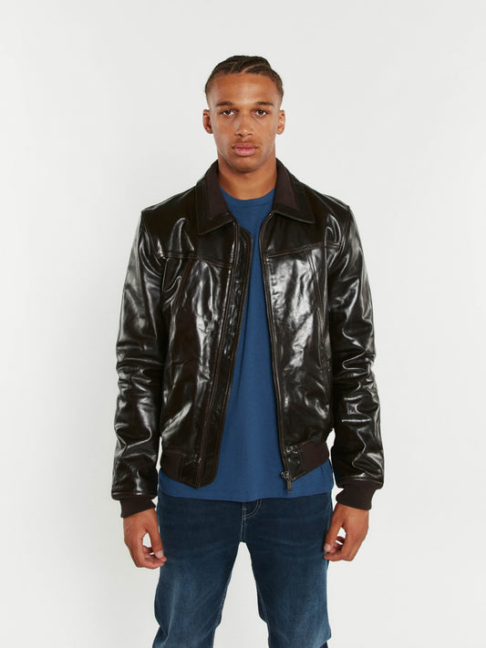 Blouson En Cuir marron RUBBETS STARDUST