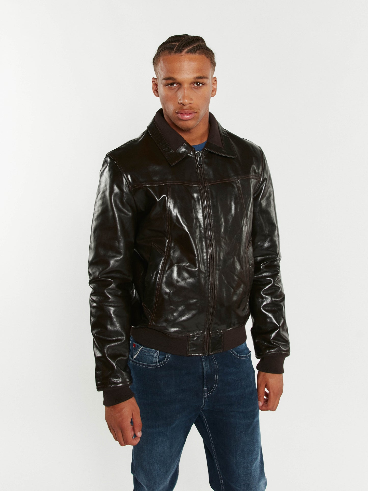 Blouson En Cuir marron RUBBETS STARDUST