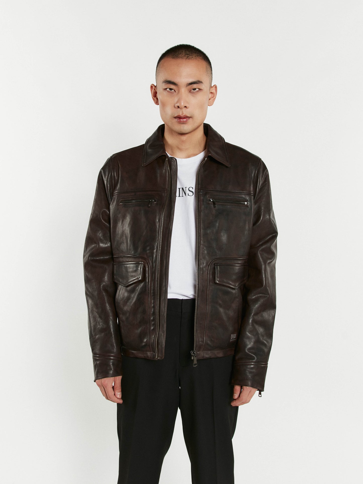 Blouson En Cuir marron SMART ARGUS