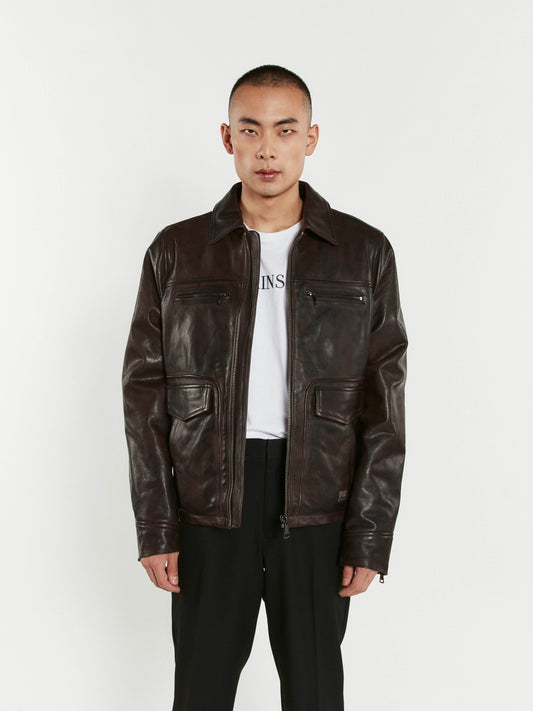 Blouson En Cuir marron SMART ARGUS