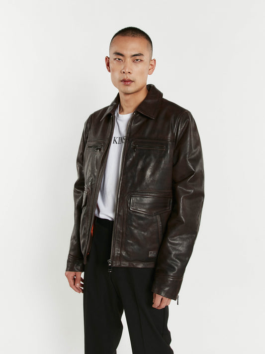 Blouson En Cuir marron SMART ARGUS