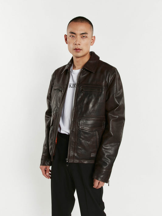Blouson En Cuir marron SMART ARGUS