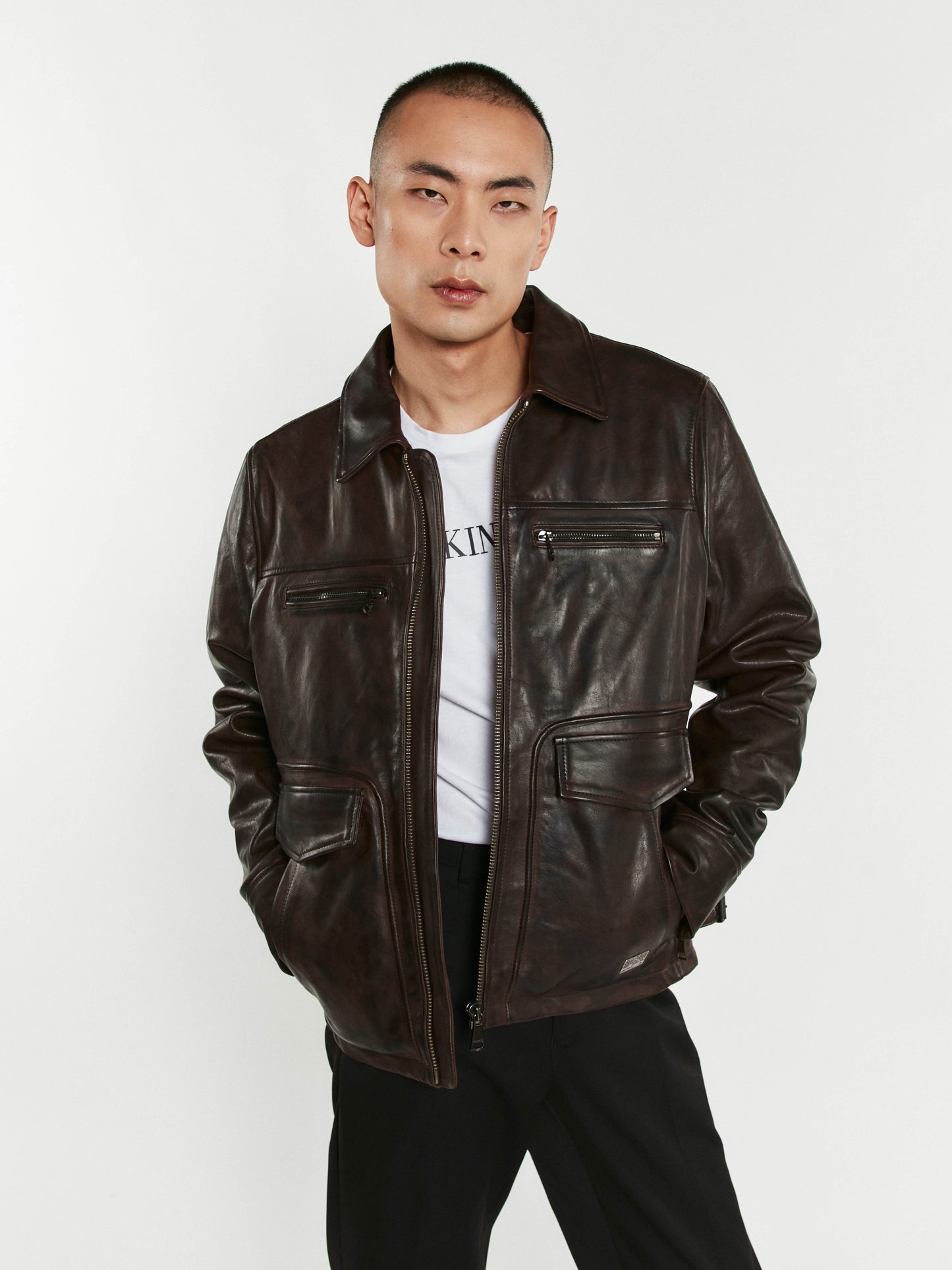 Blouson En Cuir marron SMART ARGUS