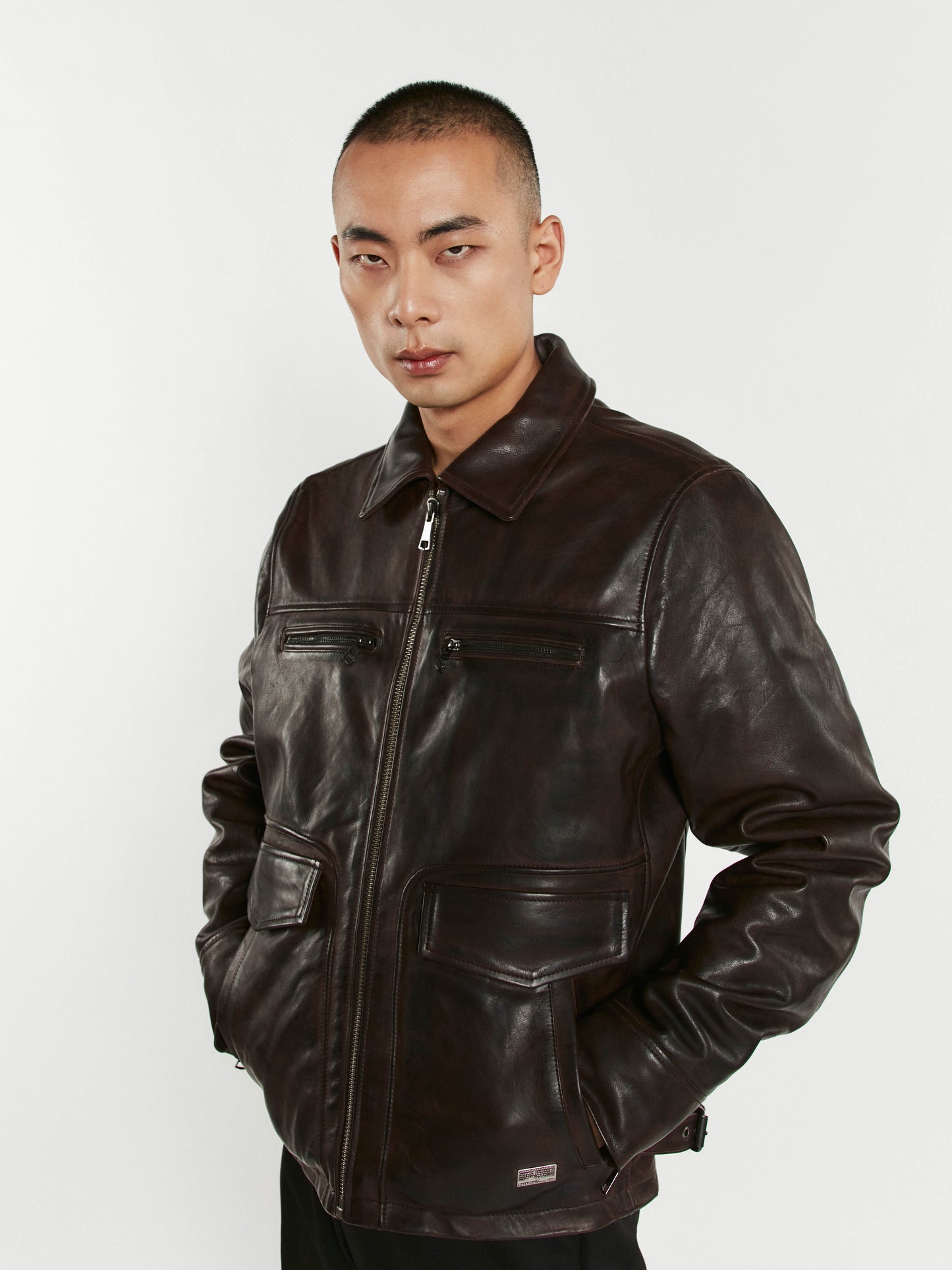 Blouson En Cuir marron SMART ARGUS