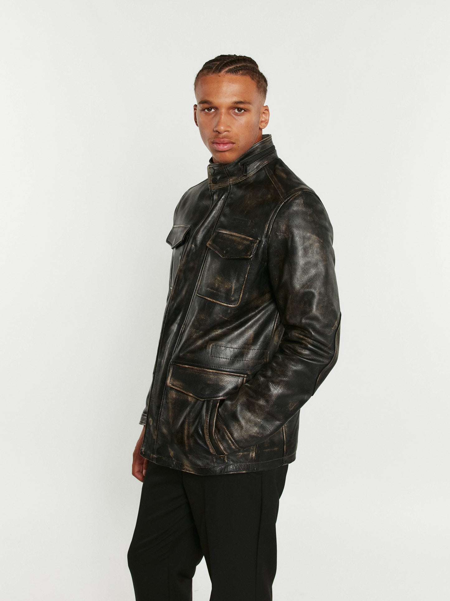 Blouson En Cuir noir / vernis noir VETERAN PARK