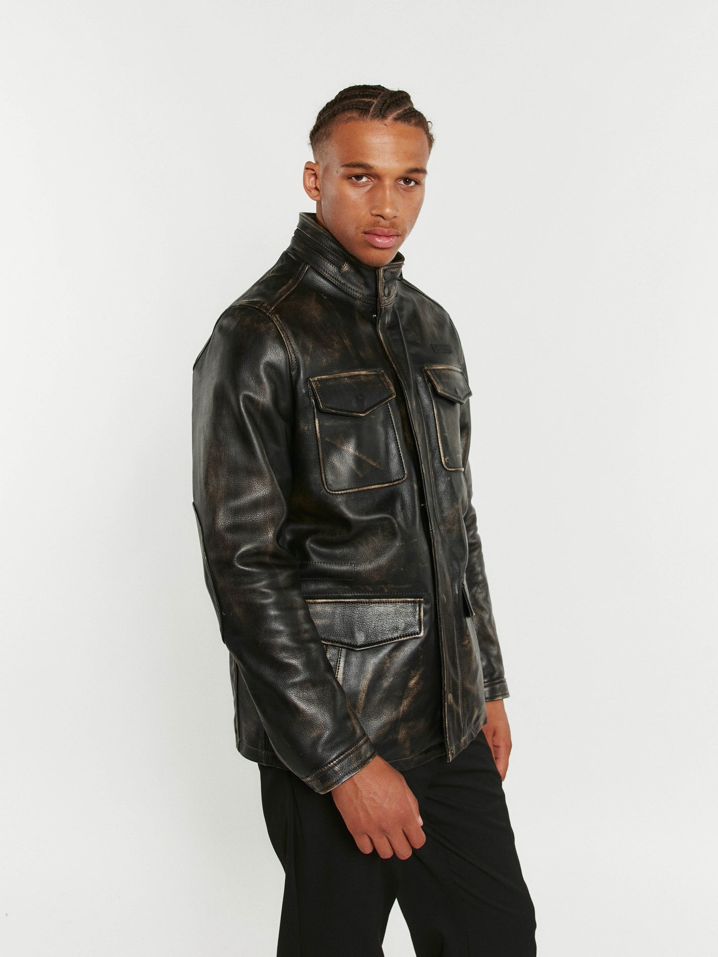 Blouson En Cuir noir / vernis noir VETERAN PARK