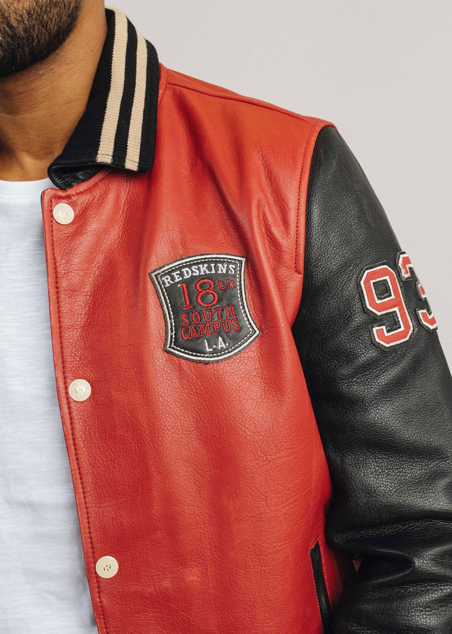 Blouson En Cuir rouge / noir SKATEBOARD COHIBA