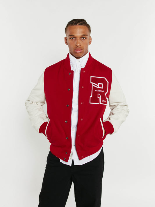 Blouson en cuir rouge / blanc FORD HATCH