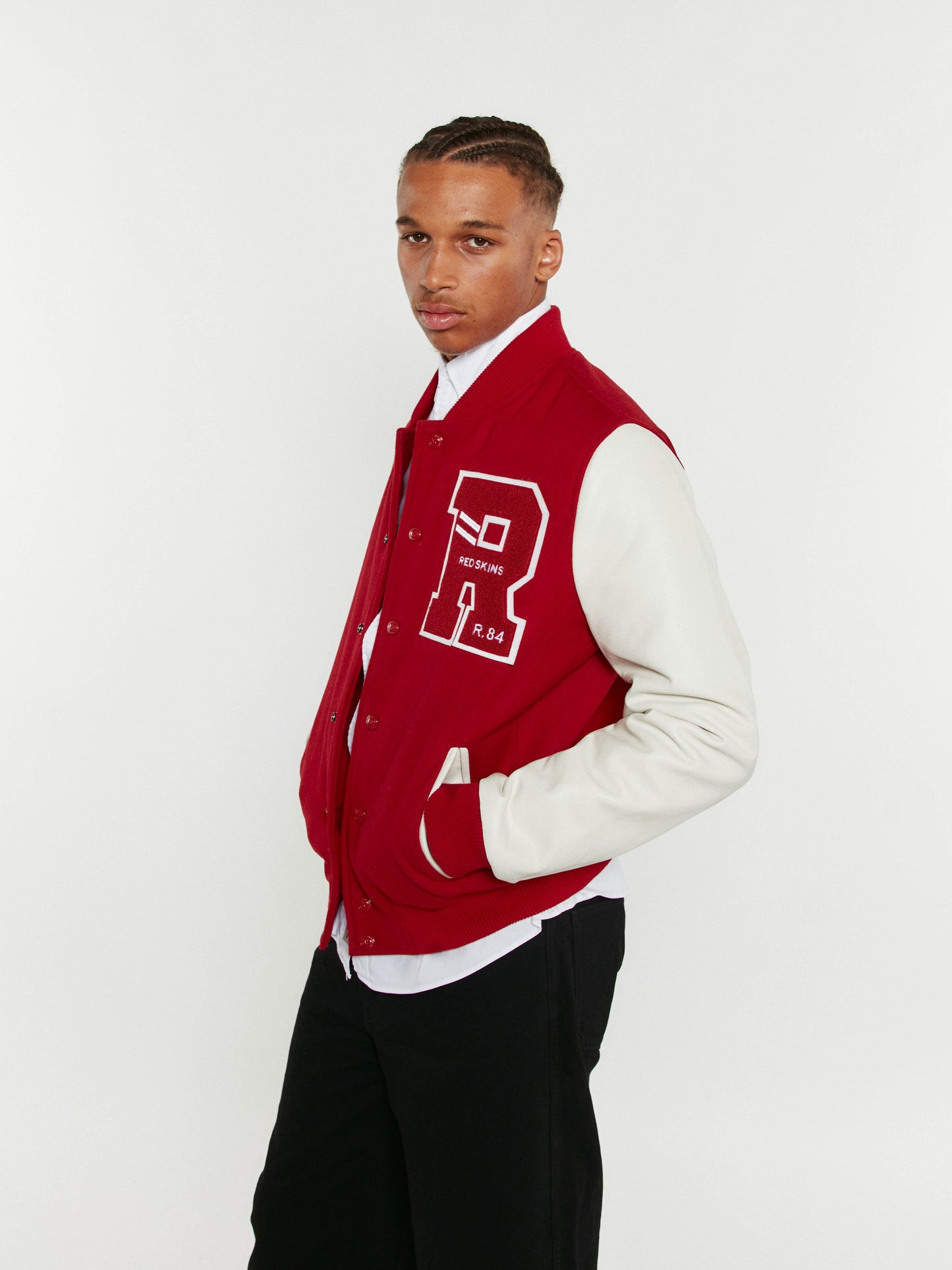 Blouson en cuir rouge / blanc FORD HATCH