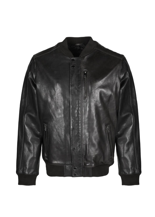 Blouson En Cuir noir / vernis noir JACK TIMED
