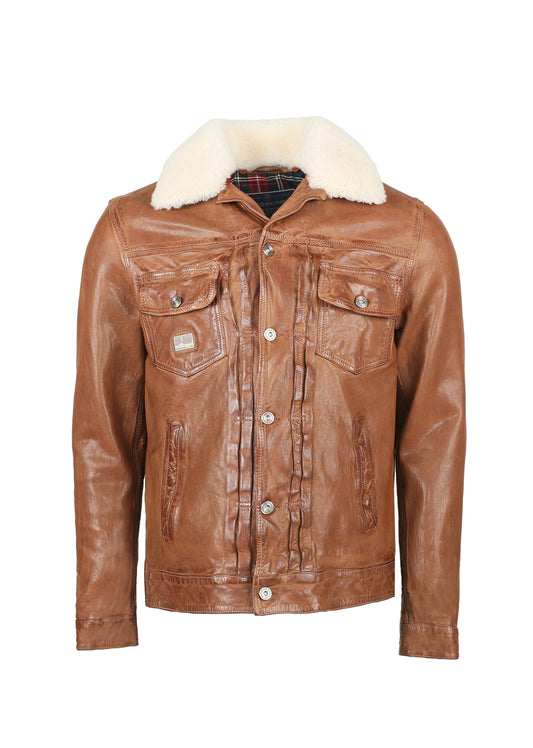 Blouson En Cuir cognac DAVIS 2 BARCELONA