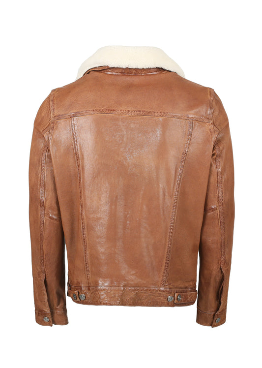Blouson En Cuir cognac DAVIS 2 BARCELONA