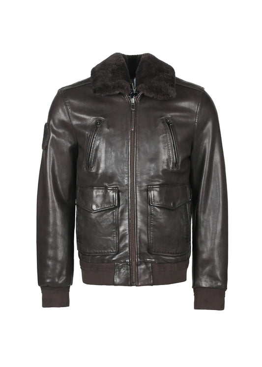 Blouson cuir marron FLIGHT ALPHA