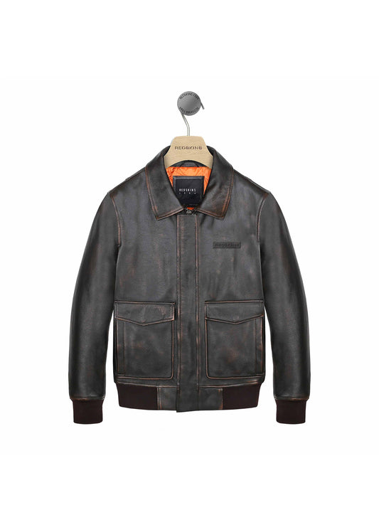 Blouson En Cuir marron AVIATION PARK