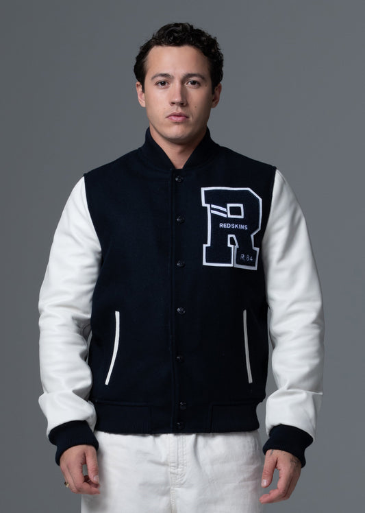 Blouson en cuir marine / blanc FORD HATCH