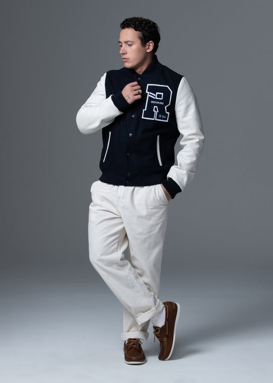 Blouson en cuir marine / blanc FORD HATCH