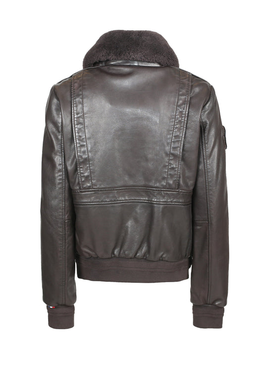 Blouson en cuir TODD ALPHA marron