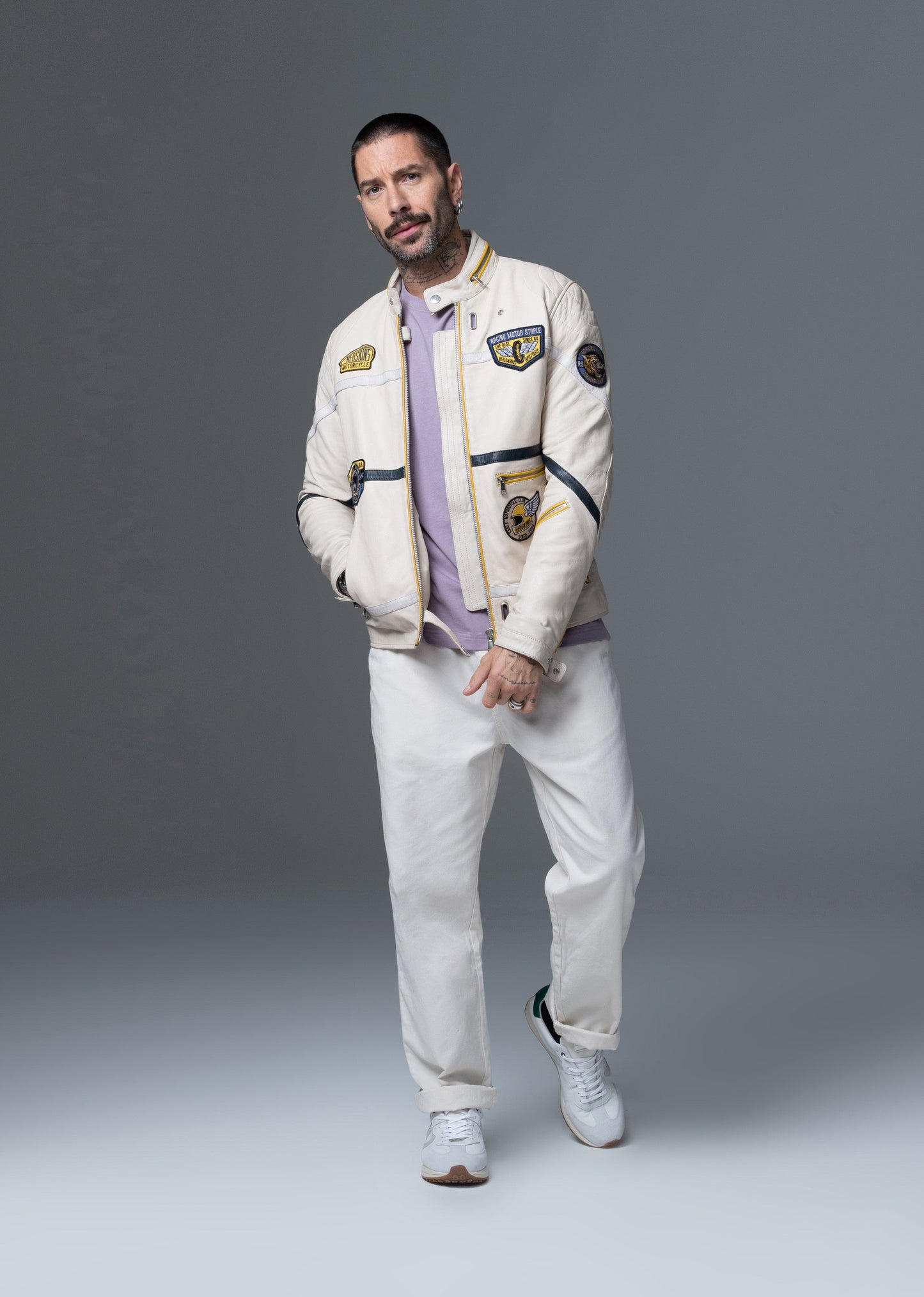 Veste en cuir beige R66 VEGAS