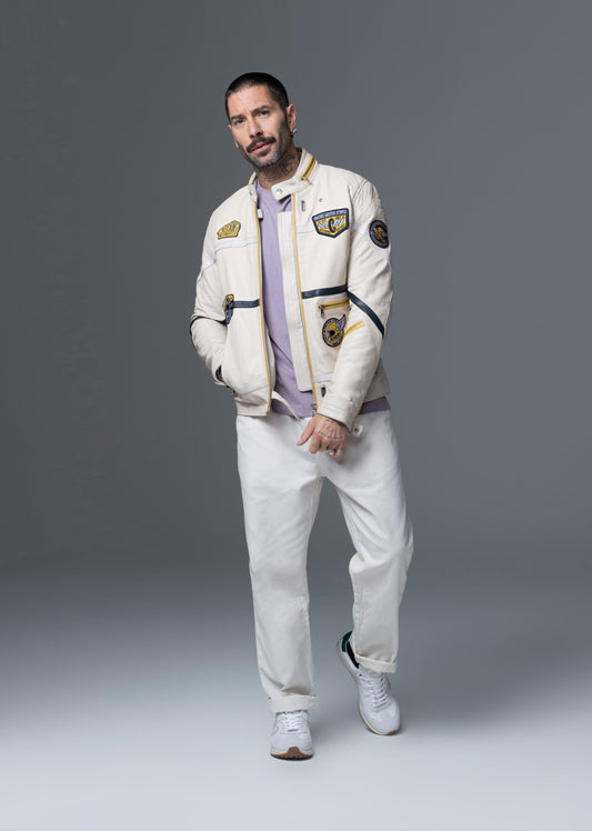Veste en cuir beige R66 VEGAS