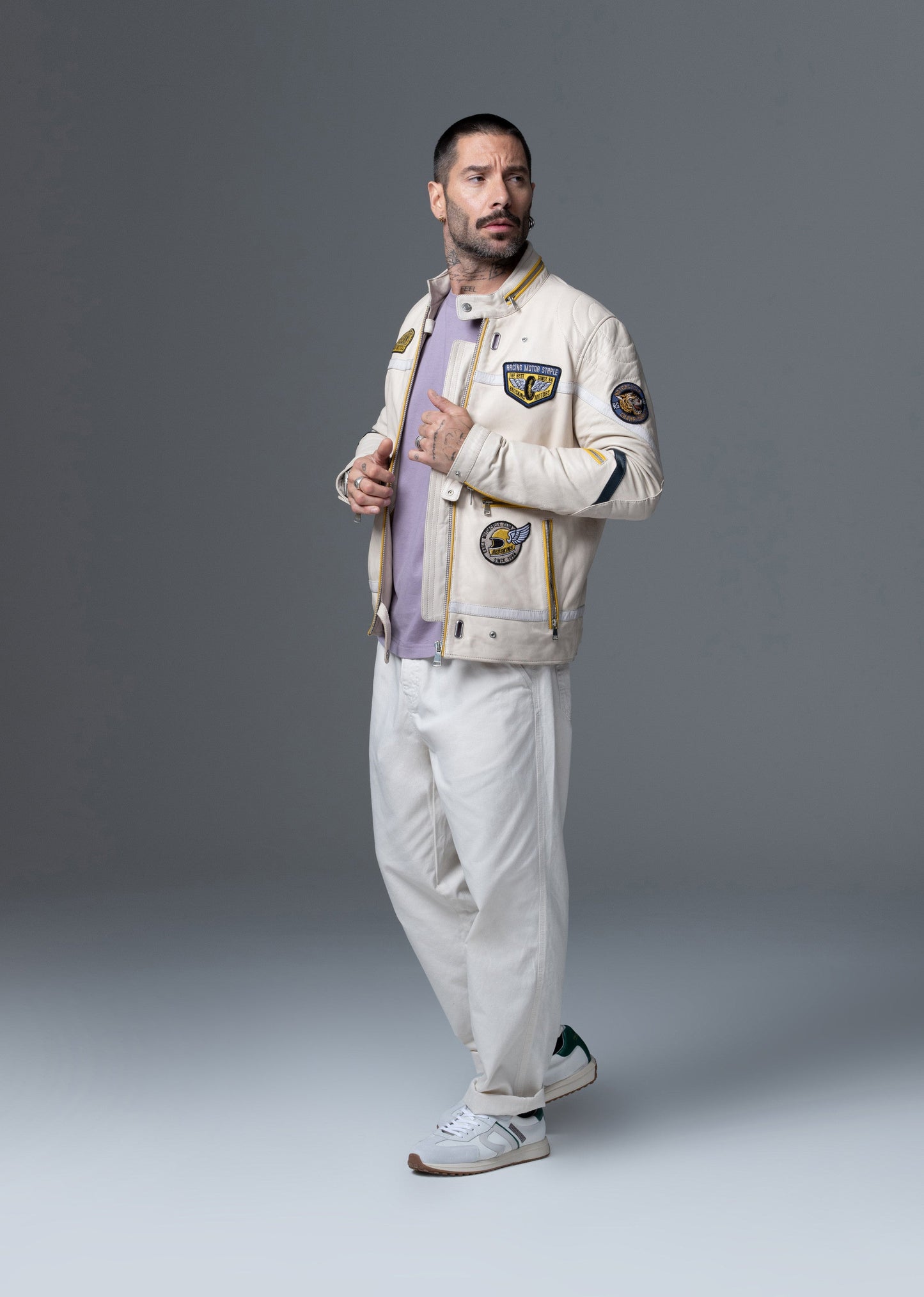 Veste en cuir beige R66 VEGAS