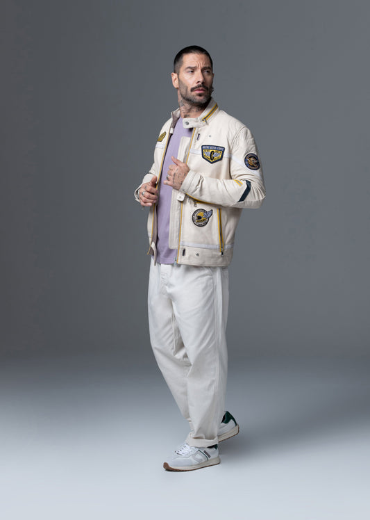 Veste en cuir beige R66 VEGAS