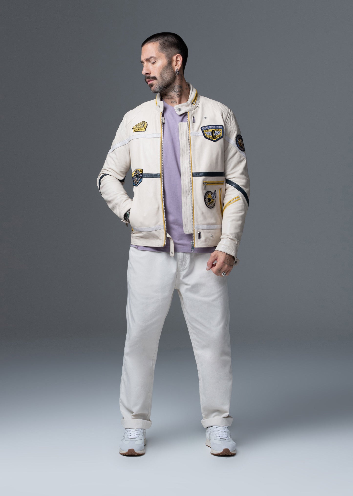 Veste en cuir beige R66 VEGAS