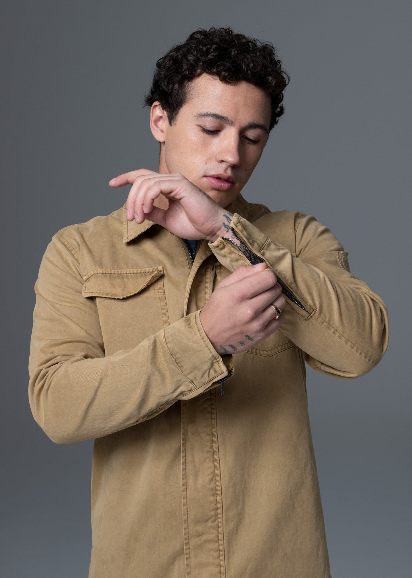 Chemise beige AXIUM JAGUARD