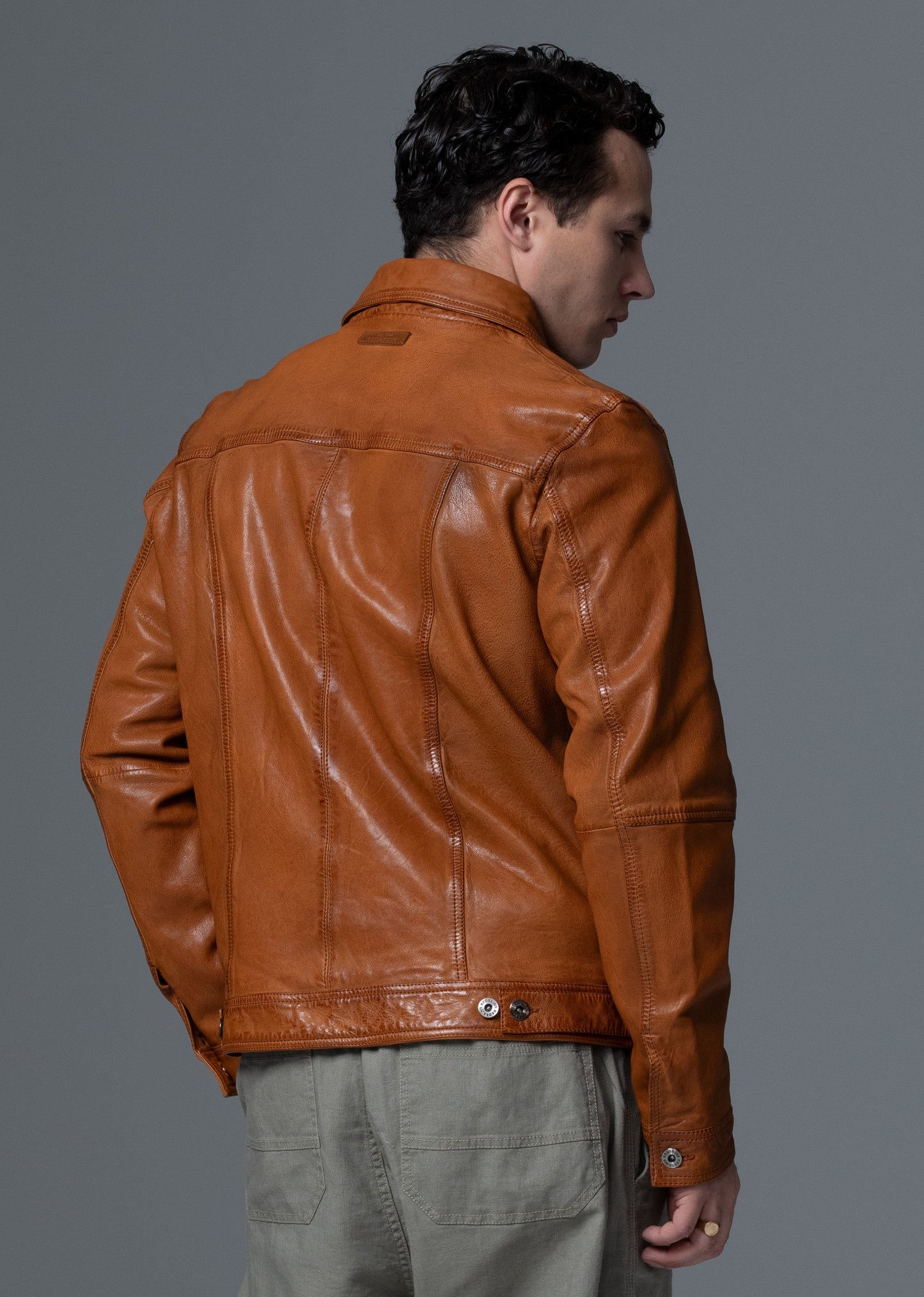 Veste en cuir marron MASTER MUSTANG