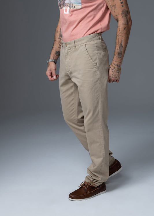 Pantalon beige TRAVIS JAGUARD
