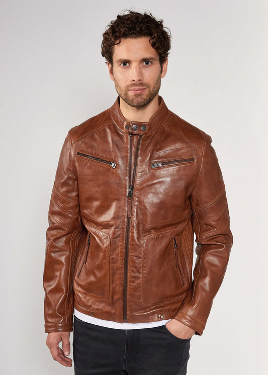 Blouson En Cuir cognac LEERON MOJITO