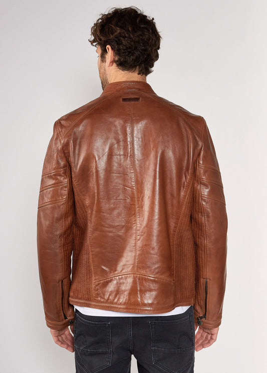 Blouson En Cuir cognac LEERON MOJITO
