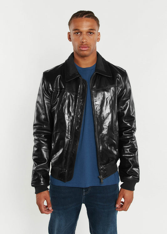 Blouson En Cuir noir / vernis noir RUBBETS STARDUST