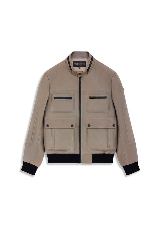 Blouson En Cuir gris ATHENS VINTAGE