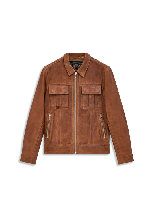 Blouson En Cuir marron CRISTO VINTAGE