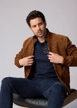 Blouson En Cuir camel SIKI FALCON
