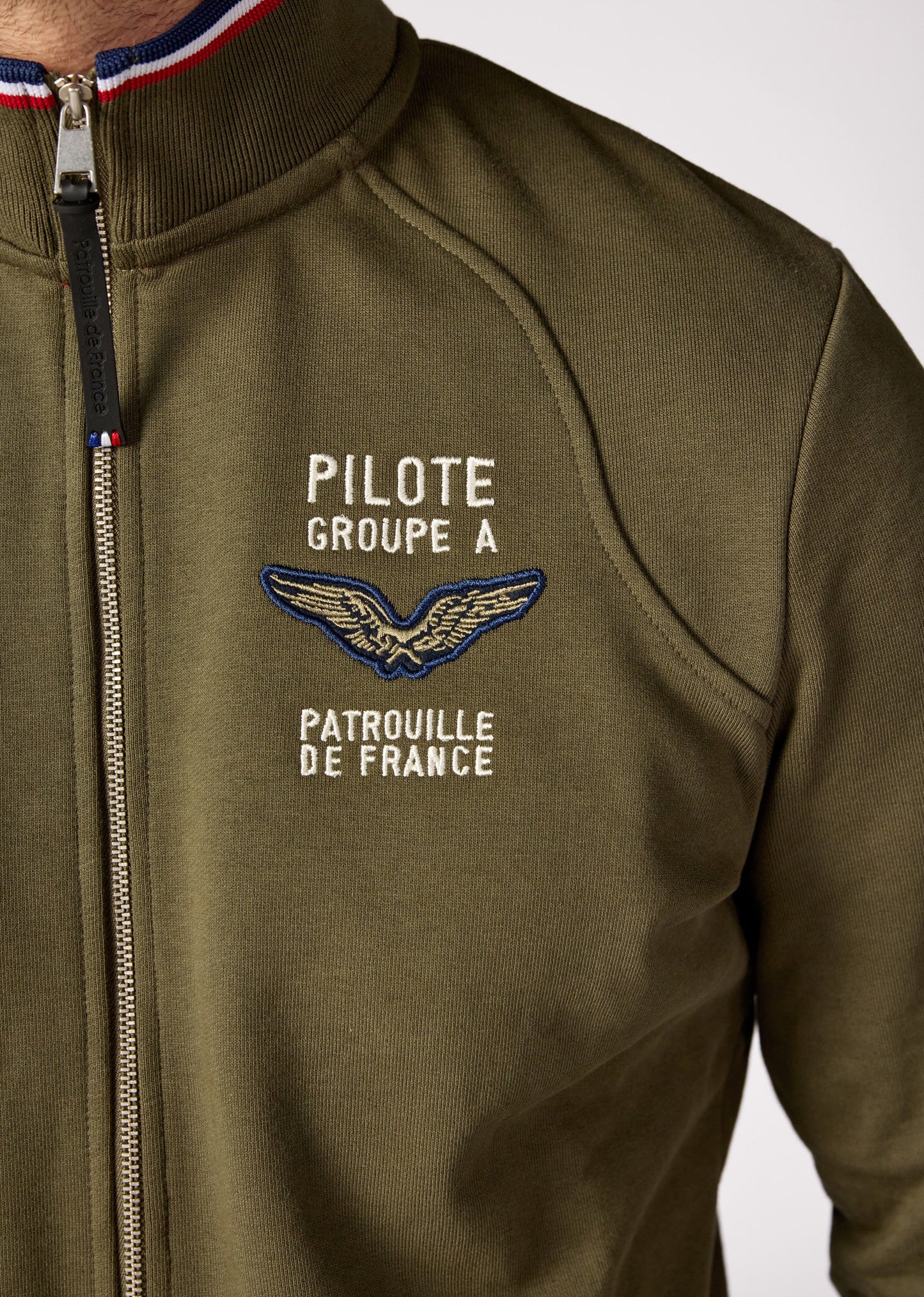 Sweatshirt zippé en molleton kaki ACTIVE FRENCH