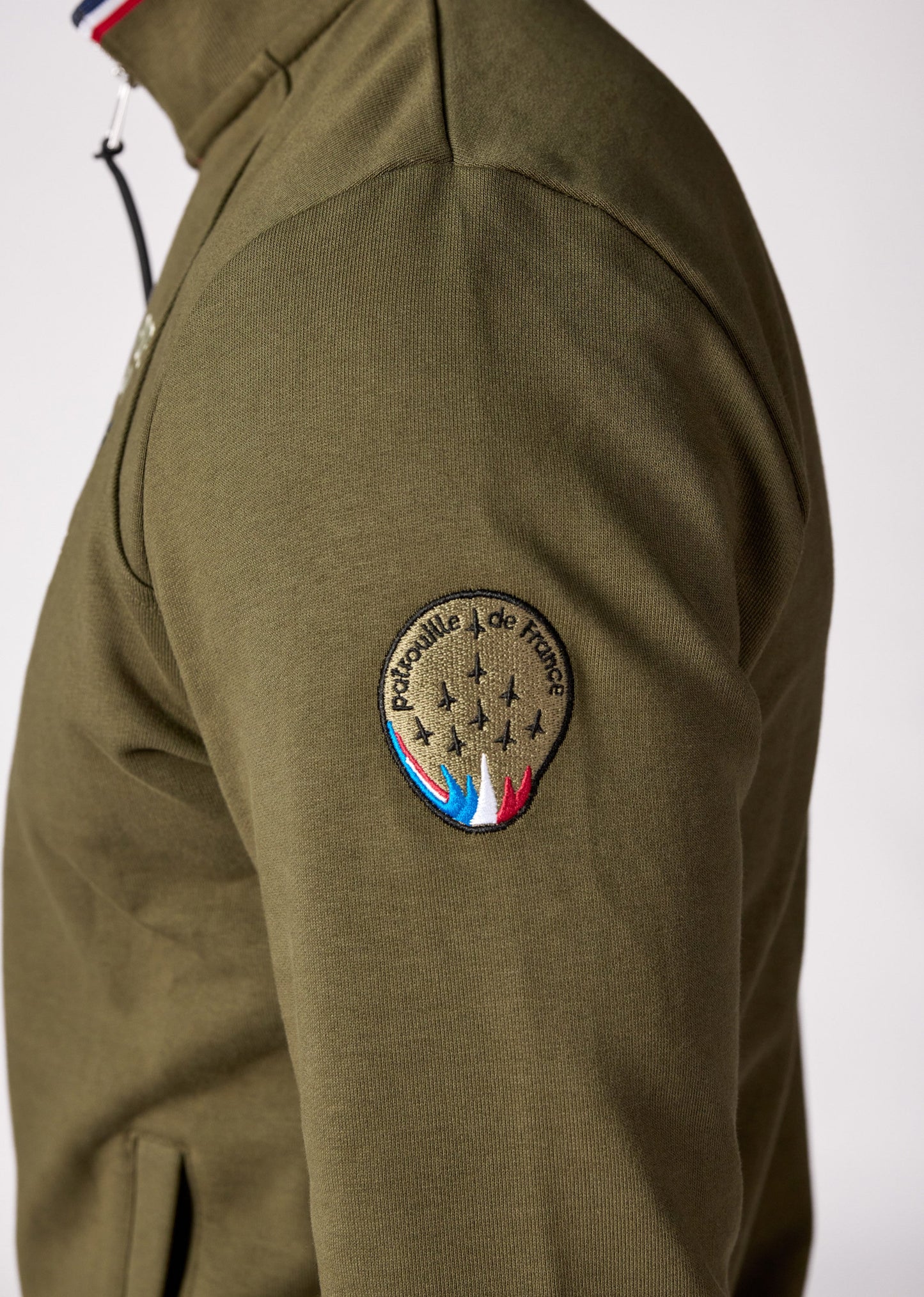 Sweatshirt zippé en molleton kaki ACTIVE FRENCH